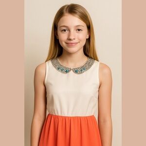 Pinky Brand Dress Size XL 14 16 Kids Pink White